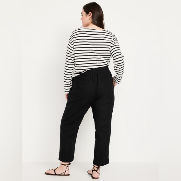 NWT!  Old Navy Black High-Waisted Linen-Blend Straight Ankle Pants - Multiple 🔹 - Picture 5 of 10